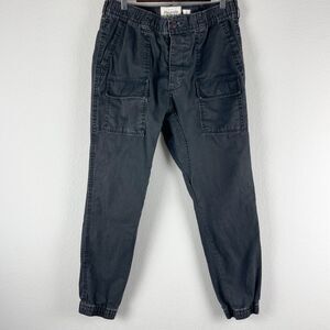 Vintage Abercrombie Fitch Y2K Pant Mens Large Black Cargo Jogger Distressed 90s